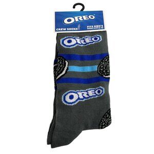 Oreo Cookie Crew Socks Gray Blue Graphic Food Novelty Men’s 6-12